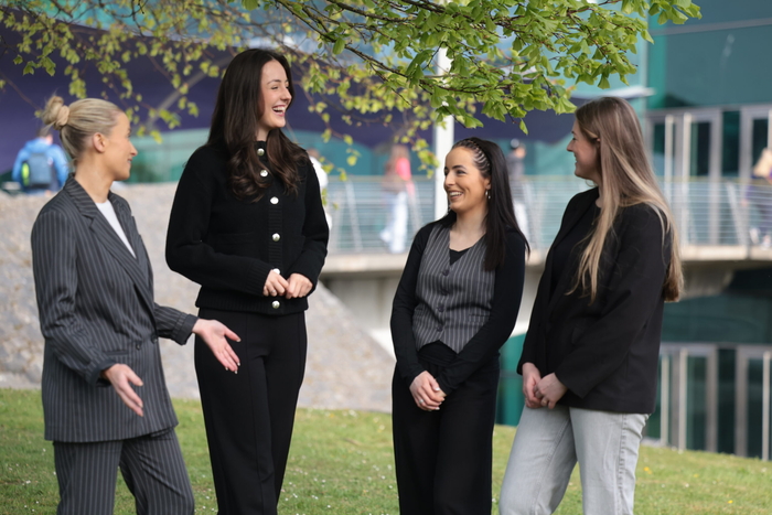 GAIRM participants Ailiadh Breathnach (Galway), Niamh N&iacute; Dhubhaigh (Donegal), &Uacute;na Nic Dhonnchadha (Galway) and Ellie N&iacute; Laoire (Cork) in ATU.&nbsp;