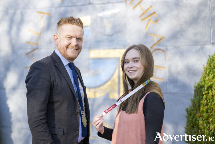 Deputy Mayor Alan Cheevers and Saoirse Higgins. Photo: Andrew Downes, XPOSURE