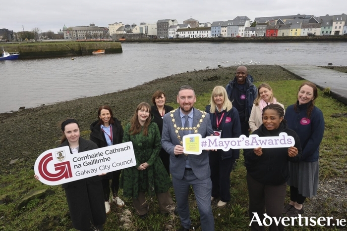At the launch of the Galway City Council Mayor&rsquo;s Awards were Mayor of Galway City, Cllr Mike Cubbard with Nessa Egan, Maggie Crowley, Aishling Colreavy and Sabina O&rsquo;Connell of Galway City Council with Patrick Phiri, Maary Morris, Michelle N&iacute; Chl&eacute;irigh, Liz Wonnacott and ChiChi Ibekew, Galway Volunteer Centre.
