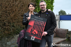 Photographer Trevor O'Donoghue with Ciara McCarthy at 'The Cost Of Breathing' exhibition supporting CF Ireland at Killarney Library. Photograph: Manuela Dei Grandi