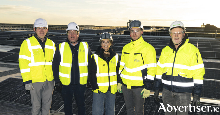 Aidan Furey - Dexcom Vice President, Brian Healy - Ohk Energy Managing Director, Alana Fearon -Ohk Energy Group Head of Marketing, Sean Skehill - Ohk Energy Commercial Project Manager and Mike Finn - Dexcom Head of Facilities pictured at Dexcom&rsquo;s new manufacturing facility which houses one of the most sophisticated energy-resilience projects ever deployed in Ireland. Ohk Energy, Ireland&rsquo;s leading renewable energy installer, is delivering Ireland&rsquo;s largest onsite, blended-technology renewable energy and resilience system for Dexcom, a global leader in continuous glucose monitoring for people living with diabetes. The solar array includes 2016 panels which span a 178,000 sq ft rooftop - larger than Croke Park - and the 1.25 MW system alone can power the equivalent of approximately 340 homes.