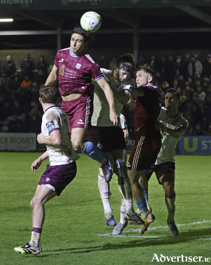 Galway United's Gianfranco Facchineri and Stephen Walsh in action against Sligo Rovers at Eamonn Deacy Park last month. (Photo: Mike Shuaghnessy)