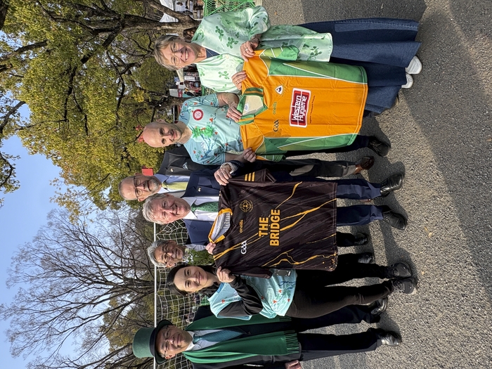 Minister Canney pictured here in Tokyo with Geraldine Canney, Ambassador Damien Cole and Ambassador Miyagawa Manabu - the respective Ambassadors from Ireland to Japan and Japan to Ireland with members of Japan GAA.