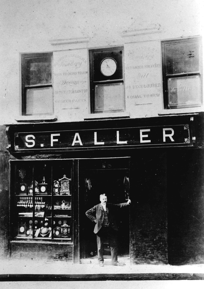 Our first photograph, c1890, shows Stephen Faller at the door of the business he set up in Dominick Street in 1879.