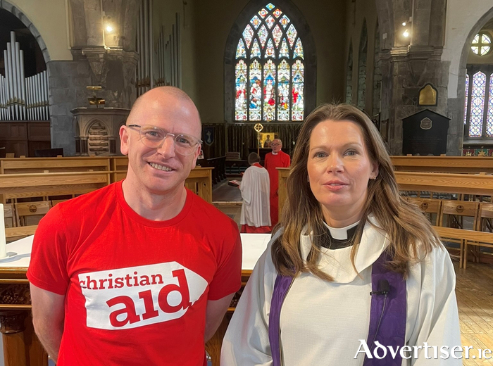 The Very Rev Lynda Peilow, Provost of Tuam with Michael Briggs at St Nicholas Collegiate Church.