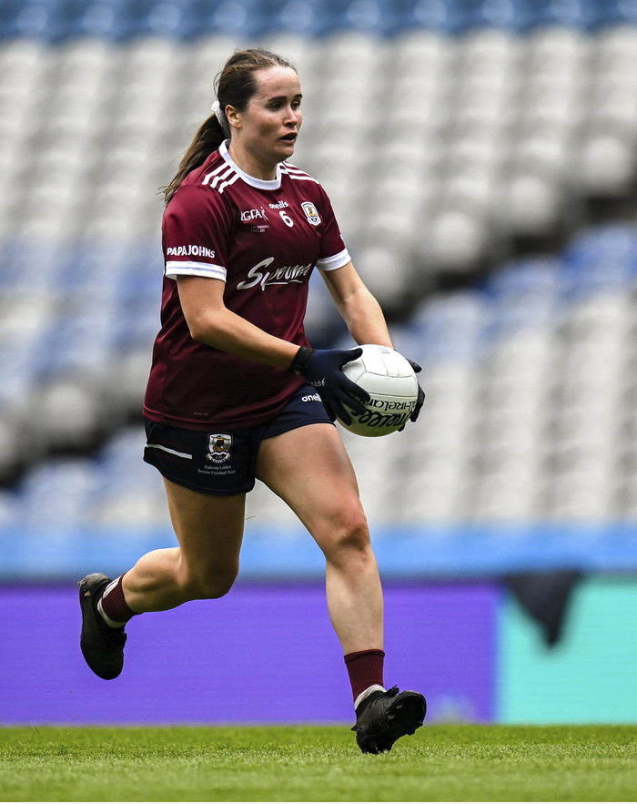 Nicola Ward in action in last season's Lidl Ladies National Football League Division 2 final against Cork at Croke Park. (Photo by Shauna Clinton/Sportsfile)