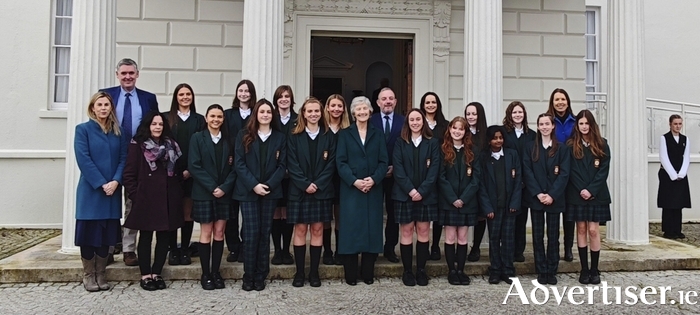 The Council, and teachers Brian Fogarty, Maura Kelly and Carol Dunleavy, with President Catherine Connolly and Minister of State, Jerry Buttimer. 