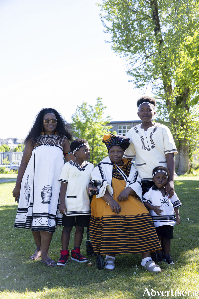 Nwabisa Zondani and members of her family pictured during Africa Day 2025 in Tuam. Photo credit Avi Ratnayake.