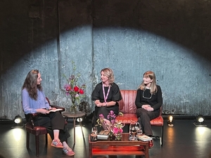 Mary Costello (R) and Edel Coffey (centre) in conversation with C&uacute;irt moderator Maureen Kennelly (L)