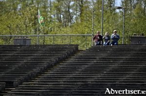 Early supporters in their seats before the Connacht GAA Football Senior Championship semi-final match between Mayo and Roscommon at Hastings Insurance MacHale Park in Castlebar, Mayo. (Photo by Piaras &Oacute; M&iacute;dheach/Sportsfile)