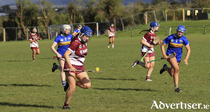 Cara Giblin in action in the All-Ireland U16A Camogie semi-final victory over Tipperary. (Photo: Alan Massey)