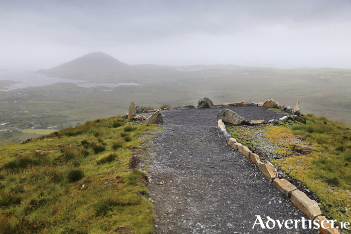 Mountain hiking trail to Diamond Hill in Connemara National Park.