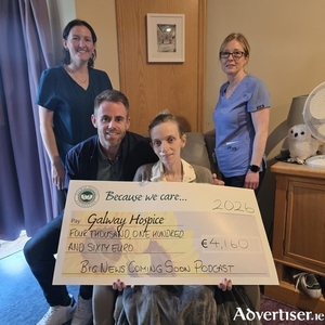 At the presentation of the cheque were Mairead Brennan,  Margaret McGinley from Galway Hospice, Alan Clarke, and Liz Kavanagh.