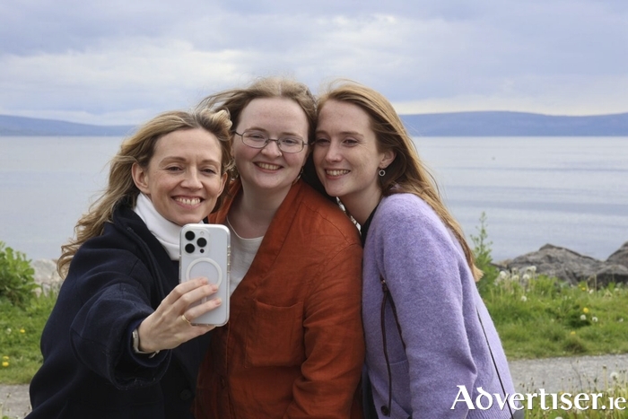 Holly Cairns TD, leader of the Social Democrats along with Senator Patricia Stephenson( right), were in Galway on Tuesday to canvas support for M&iacute;de Nic Fhionnlaoich (center), the Social Democrats&rsquo; candidate in the Galway West By-election on May 22nd. Photo: Mike Shaughnessy