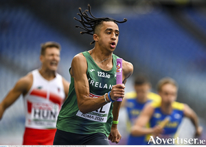 History. Doggett competes in the men's 4x400m relay at the 2024 European Athletics Championships at the Stadio Olimpico in Rome, Italy. (Photo by Sam Barnes/Sportsfile)