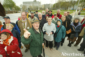 Galway historian Peadar O'Dowd conducting a heritage tour in the city centre
