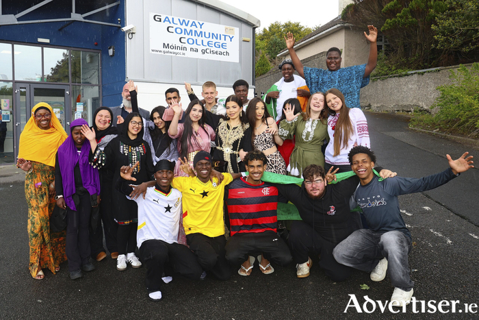 Students from Galway Community College, wearing traditional dress and colours of their ancestral countries, took part in the school&rsquo;s Ethos Cultural Day on Thursday celebrating the diverse backgrounds of the students from 37 different countries. The college has more than 1,000 students passing through its doors every week and some 300 of these are mainstream students attending the school who will sit the state exams in the coming weeks. (Photo: Mike Shaughnessy)