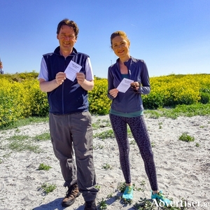 Garry Kendellen, Galway Atlantaquaria and Inga Turcan of Minsli launch the Clean Coasts-funded wellness walks on Grattan Beach, Salthill.
