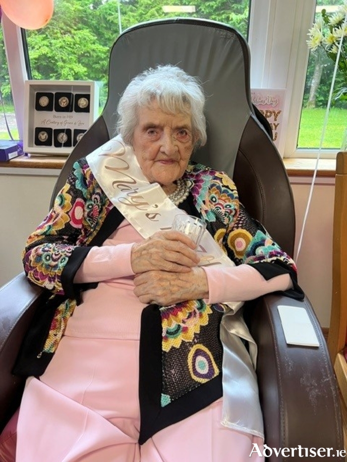 Mary O'Leary pictured at her 107th birthday party in Labane this week.