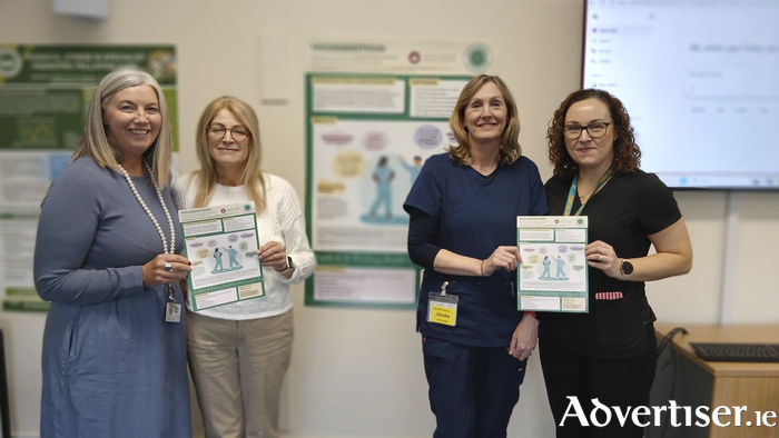 Mairead Carr, Director of Nursing; Dr Siobhan Smith, University of Galway; Deirdre Munro, Clinical Facilitator; and Donna Lynott, Assistant Director of Nursing at Galway and Mayo Hospices, pictured during the presentation of the research at Galway Hospice in May.