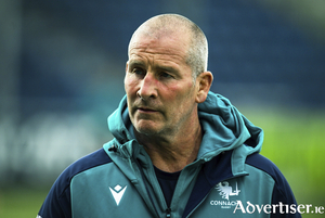 Stuart Lancaster before the URC quarter-final against Glasgow Warriors at Scotstoun Stadium. 
(Photo by Rob Casey/Sportsfile)