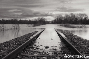 The flooded railway line at Kiltartan.