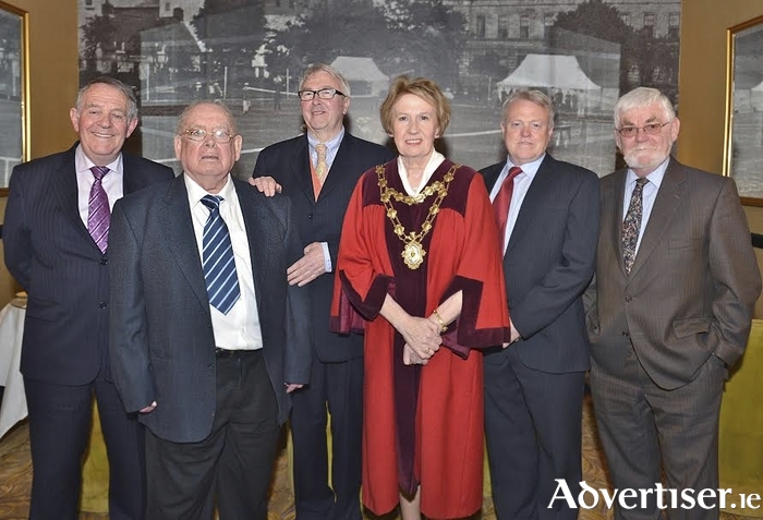 Cllr Terry O'Flaherty, then Galway City Mayor, with the historians at a civic reception in honour of historians, James Casserly, William Henry, Tom Kenny, Peadar O'Dowd and Ronnie O'Gorman, hosted by Galway City Council some years ago.