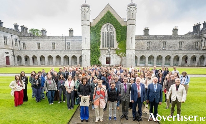 Delegates from the ENLIGHT University Alliance gather in the Quadrangle in University of Galway during the mid-year meeting. (Credit - Andrew Downes/Xposure)