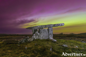 Pollnabrone Dolmen Under the Northern Lights by Joe Silke