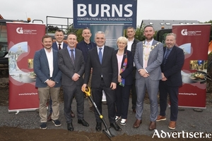Pictured at the sod turning event for Newcastle Community Centre are Micheal Cormican Galway City Council, Cllr. Eddie Hoare, Leonard Cleary Chief Executive Galway City Council, Kieran Garvey Galway City Council, Minister Dara Calleary Department of Rural and Community Development and the Gaeltacht, Heather Humphreys, Jimmy Callan Galway City Council, Cllr. Mike Cubbard, Derek Pender Galway City Council.. Photo: Mike Shaughnessy