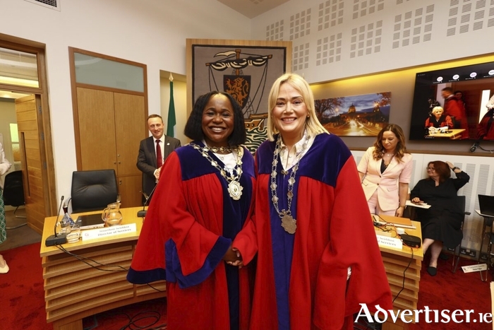 Mayor Helen Ogbu and Deputy Mayor Josie Forde, with city manager Leonnard Cleary, finance director Helen Kilroy and senior engineer Sharon Connolly