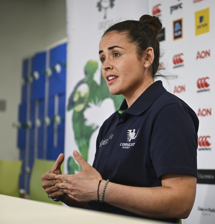 Larissa Muldoon during the IRFU Women In Rugby press briefing back in 2023. (Photo by David Fitzgerald/Sportsfile)