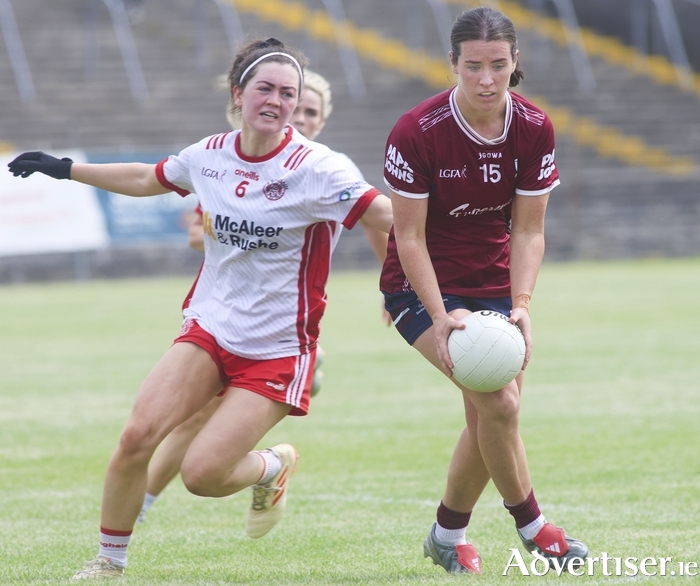 R&oacute;isin Leonard in action from the All-Ireland Round 2 game against Tyrone at Tuam Stadium. (Photo: Mike Shaughnessy)