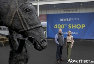 Michael Moloney, CEO of Galway Racecourse and Sin&eacute;adh Crowe, Head of Irish Retail Operations for BOYLE Sports at the launch of the 400th BOYLE Sports retail outlet.