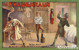 A colour lithograph advertising The Shaughraun, 1870s