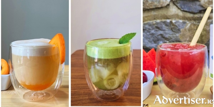 Apricot Spice Cloud, Iced Peppermint and Matcha Cold Foam, and Watermelon, Cherry and Hibiscus Slush.