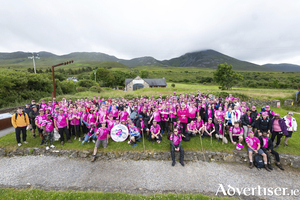 Over 200 Boston Scientific employees who scaled Croagh Patrick and Diamond Hill recently to raise funds for National Breast Cancer Research Institute.    Photo: Ruby Productions
