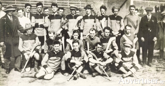 The Galway team that was victorious against Limerick in the 1923 final (played in September 1924). Our photograph shows the team. Back row; J. Berry (trainer), J. Dervan, Andy Kelly, Dick Morrissey, Martin King, Ned Gilmartin, Staff Garvey, B. Gibbs, Mick King, Tom Kenny (Chairman). Middle row; Tommy Fleming, Jim Power, J. O&rsquo;Mahony, Ignatius Harney, Mick Gill, M. Callinan. In front are Leonard McGrath, Mick Dervan, Mick Kenny (captain) and J. Morris.