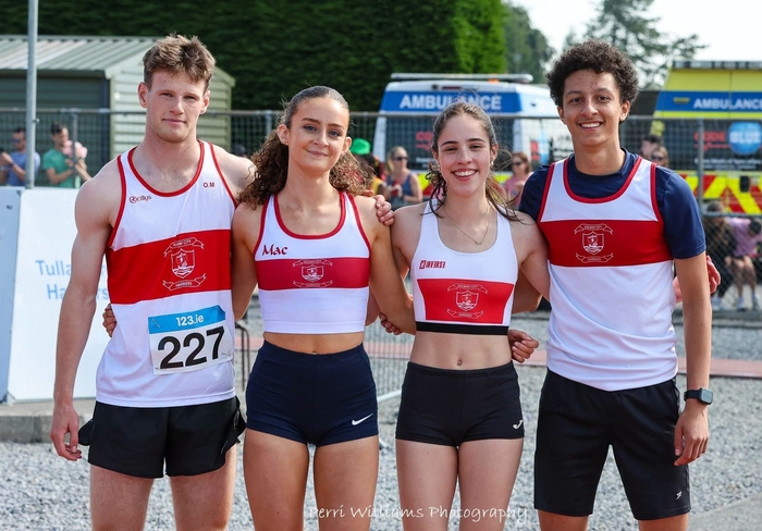 GCH U19 Mixed Relay National Champions. (L to R): Oisin Maher, Keilah Murray, Elisa Jaime Stapleton, Adill Prochownik.