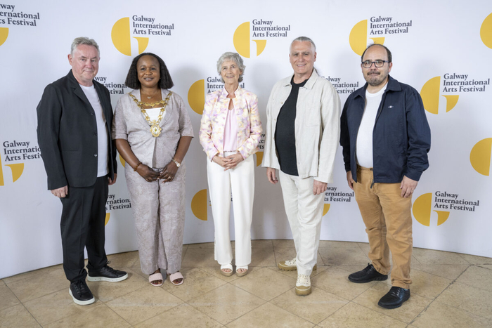 President Catherine Connolly opened the 2026 Galway International Arts Festival in the Galmont Hotel along with Festival CEO John Crumlish, Mayor of Galway City Cllr Helen Ogbu, Artistic Director Paul Fahy and chair of the GIAF Board, Patrick Lonergan. 
Photo: Andrew Downes, XPOSURE