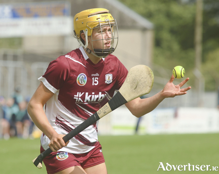 Galway&rsquo;s Caoimhe Kelly in action from the 2026 Glen Dimplex All-Ireland Camogie Championship game against Tipperary at Kenny Park. 
(Photo: Mike Shaughnessy)