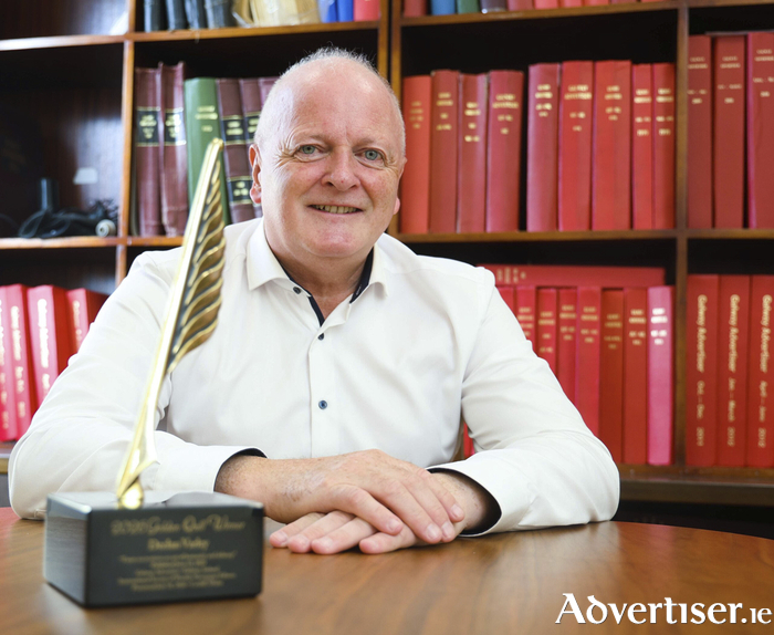 Declan Varley, editor of the Galway Advertiser Newspaper, winner of the International Society of Weekly Newspaper Editors&rsquo; Golden Quill Award.  Photo: Mike Shaughnessy