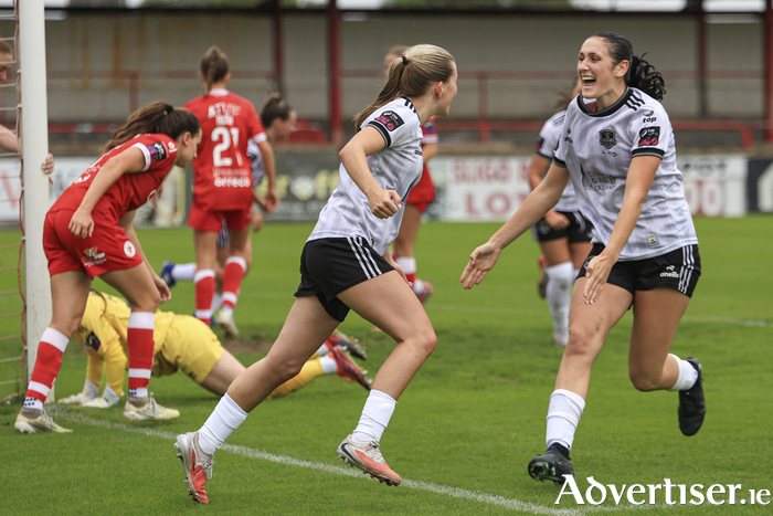 Emma Doherty wheels away in celebration after netting the equaliser against Sligo Rovers last weekend. (Photo: Stephen Naughton)