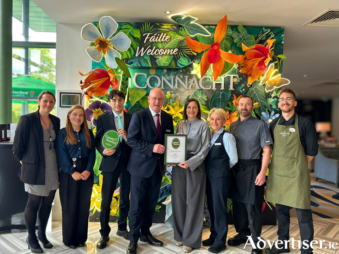 Connacht Hotel GM David O Connor and staff with the Gold Green Tourism Award.