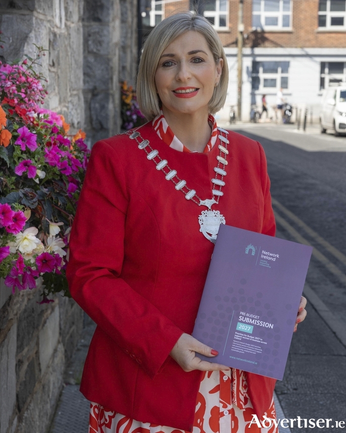 Network Ireland National President Karen Ronan with a copy of the Network Ireland pre-Budget submission. Photo credit: 091 Productions.