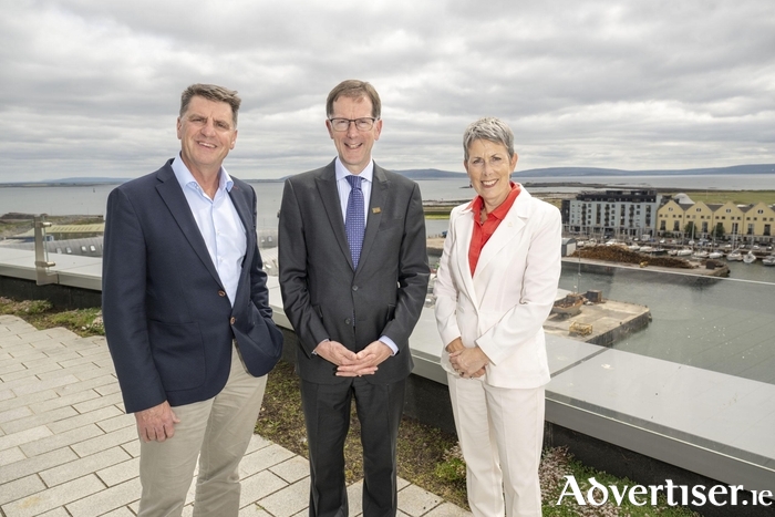 From left: Dr Rick Officer, CEO of the Marine Institute, Professor David Burn, President of University of Galway & Dr Orla Flynn, President of Atlantic Technological University. Photo: Andrew Downes, xposure.