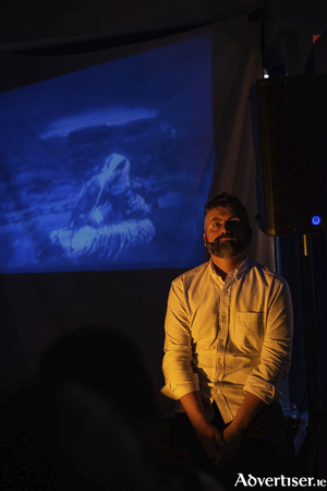 Andrew Galvin and his heron guide. Photo: Leo Seoighthe