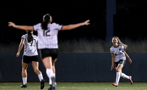 Cara Griffin of Galway United, right, celebrates with her teammates after scoring her side's first goal during the Club Orange Womens FAI Cup semi-final match between Athlone Town and Galway United at Athlone Town Stadium in Lissywollen, Athlone. (Photo by Thomas Flinkow/Sportsfile)