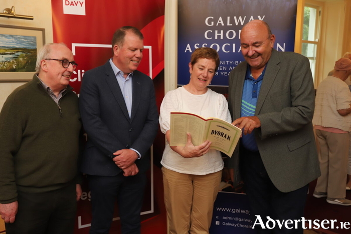 Michael O'Hehir, Barry Kennedy, director, Davy Private Clients (sponsor), Catherine O'Dowd and Norman Duffy, musical director, at the Galway Choral Association 2026/27 season launch at the Ardilaun Hotel. Photo: Brian Harding.