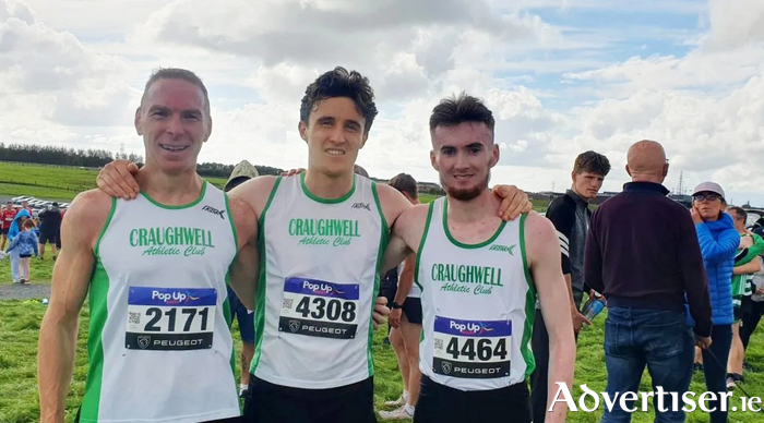 Pictured at last year's Castlegar AC Open Cross Country event is Craughwell AC trio Fergus Kelly, William Fitzgerald, and Oisin Davis.